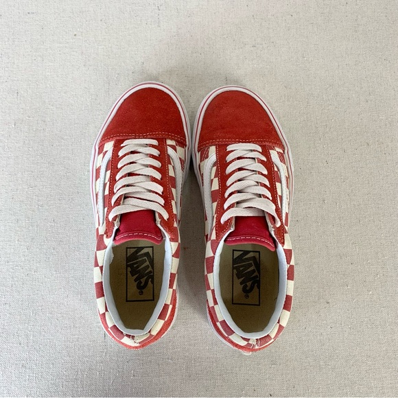 Vans~Women’s‎ Old Skool Retro Red Checkerboard Suede/Canvas Sneakers~Sz 5.5 - Picture 9 of 13